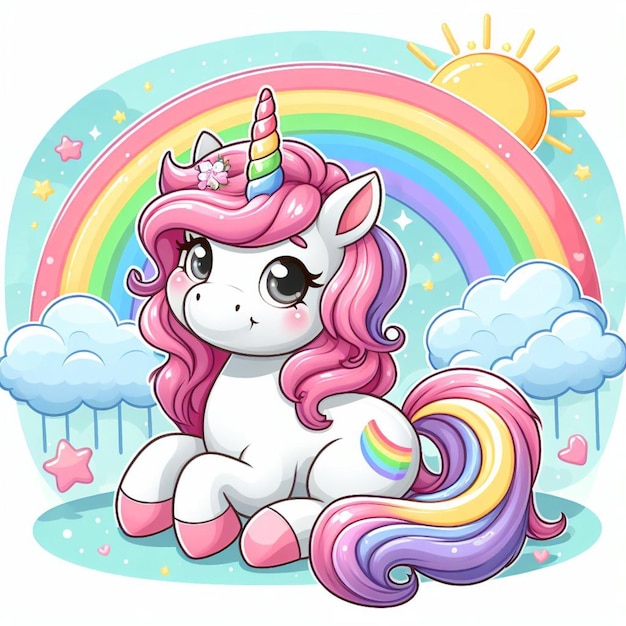 Vector ilustración de dibujos animados de unicornio vector