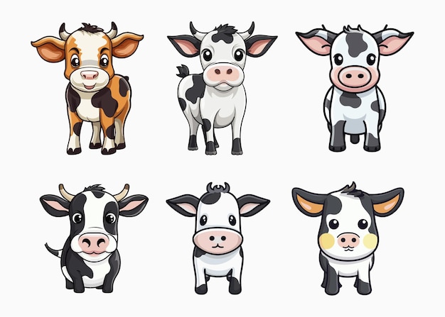 Vector ilustración de dibujos animados de vacas