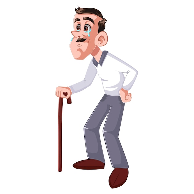 Ilustración de dibujos animados de vector de abuelo está llorando