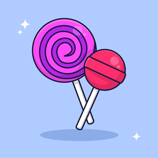 Ilustración de dibujos animados de vector de comida de piruleta de caramelo flotante