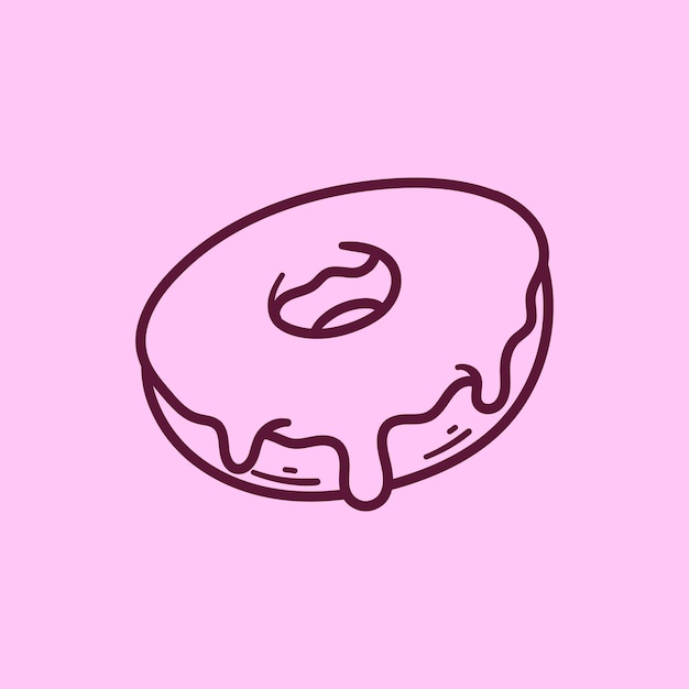 Ilustración de dibujos animados de vector dibujado a mano de contorno de donut sobre fondo aislado
