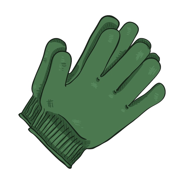 Ilustración Dibujos Animados Vector Guantes Casuales Verdes