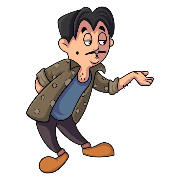 Ilustración de dibujos animados de vector de hombre está posando