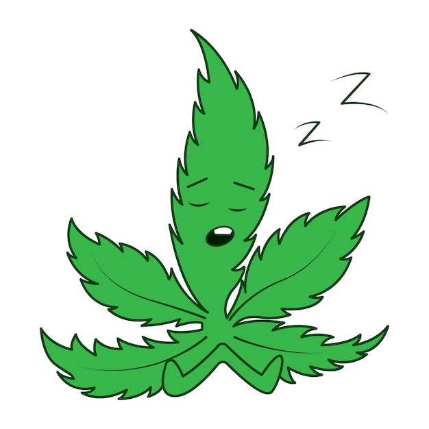 Ilustración de dibujos animados de vector de marihuana está durmiendo