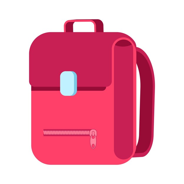 Ilustración de dibujos animados de vector de mochila escolar rojo aislado en un fondo blanco