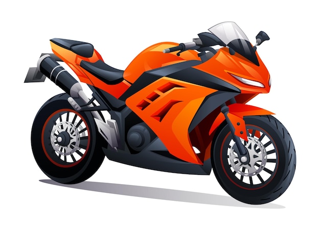 Ilustración de dibujos animados de vector de motocicleta de carreras de bicicleta deportiva aislado sobre fondo blanco