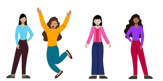 Ilustración de dibujos animados de vector de mujer feliz
