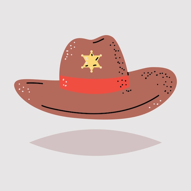 Vector ilustración de dibujos animados de vector de sombrero de sheriff aislado sobre fondo