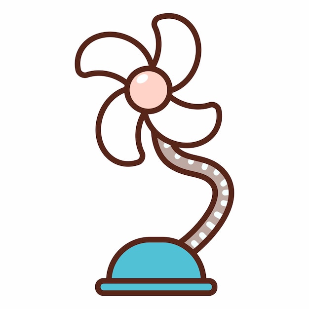 Ilustración de dibujos animados de vector de ventilador de mesa portátil aislado sobre fondo