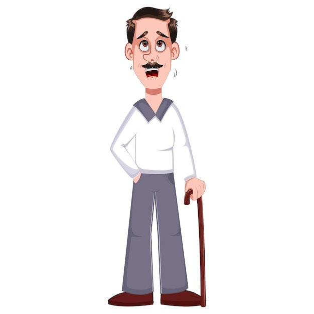 La ilustración de dibujos animados vectoriales del abuelo está triste