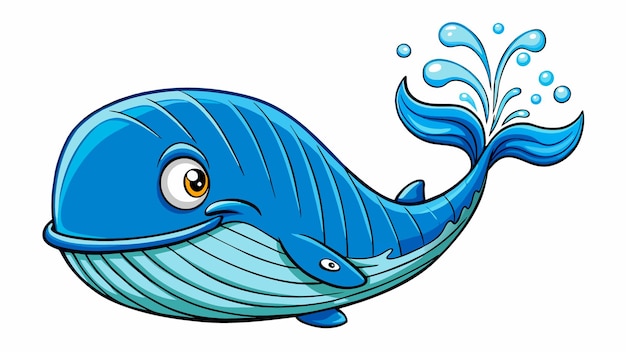 Vector ilustración de dibujos animados vectoriales de la ballena que escupe agua