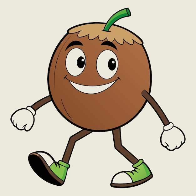 Ilustración de dibujos animados vectoriales de coco caminando