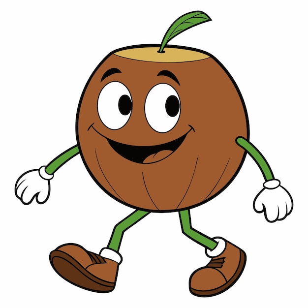 Ilustración de dibujos animados vectoriales de coco caminando