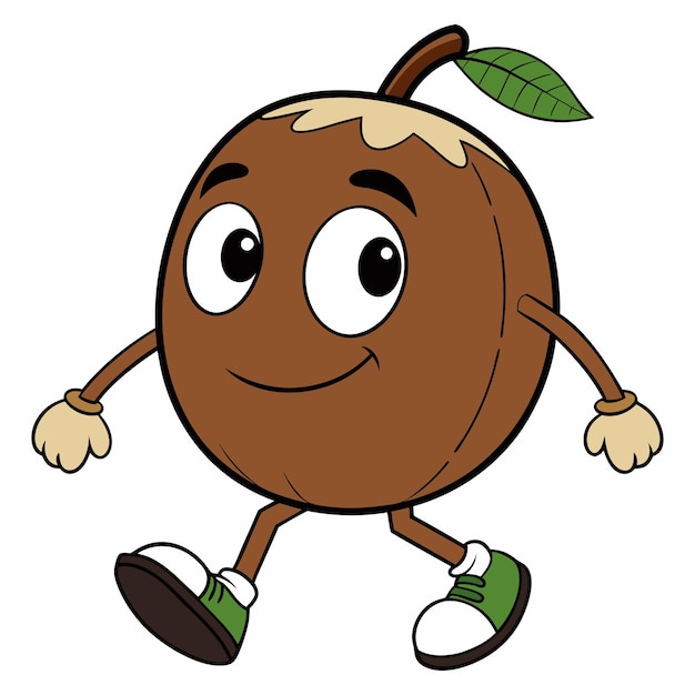 Ilustración de dibujos animados vectoriales de coco caminando