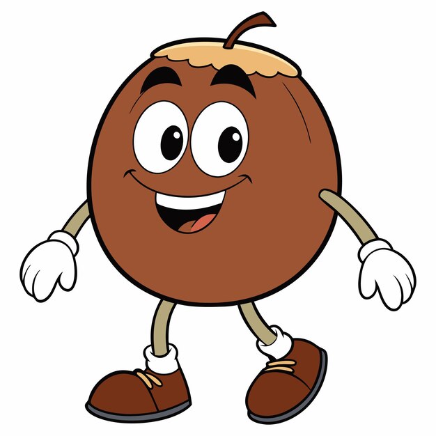 Ilustración de dibujos animados vectoriales de coco caminando