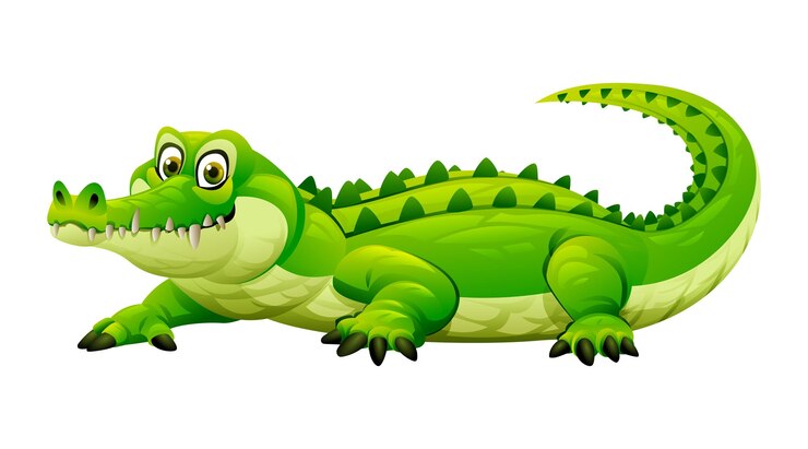 Vector ilustración de dibujos animados vectoriales de cocodrilo aislados en fondo blanco