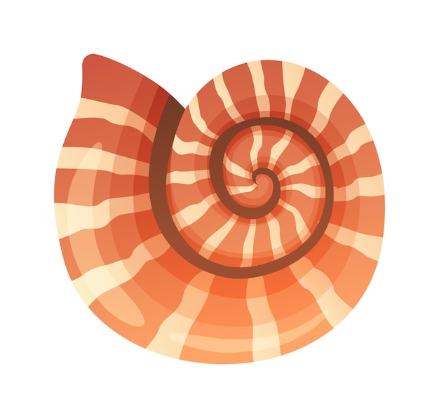 Ilustración de dibujos animados vectoriales de conchas marinas en espiral aisladas sobre un fondo blanco