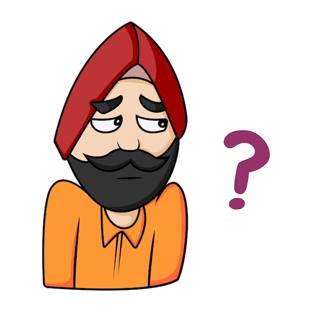 Ilustración de dibujos animados vectoriales del hombre Punjabi confundido