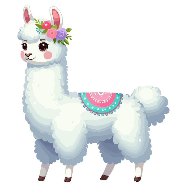 Vector ilustración de dibujos animados vectoriales de llama