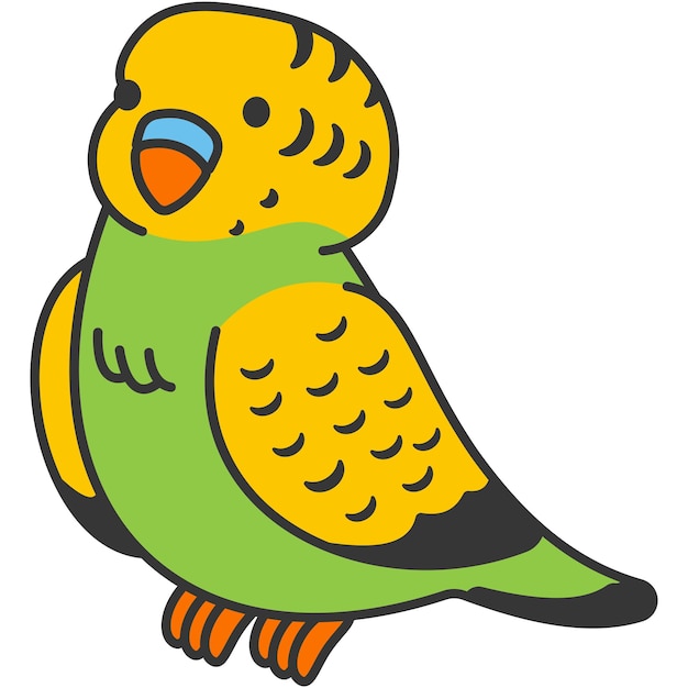 Ilustración de dibujos animados vectoriales de pájaros loro aislados sobre un fondo blanco