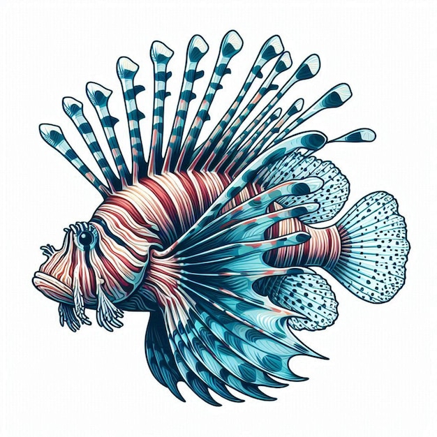 Ilustración de dibujos animados vectoriales de peces león