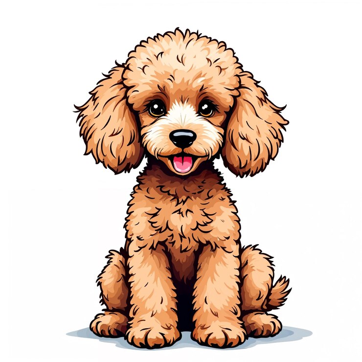 Vector ilustración de dibujos animados vectoriales de perro caniche de fondo blanco