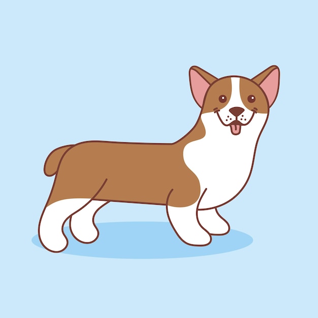 Ilustración de dibujos animados vectoriales de un perro corgi.