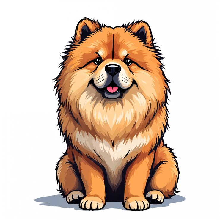 Vector ilustración de dibujos animados vectoriales de perros chow chow con fondo blanco