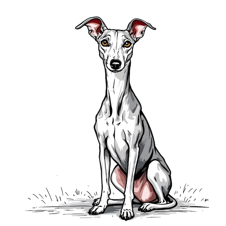 Vector ilustración de dibujos animados vectoriales de perros galgos italianos de fondo blanco