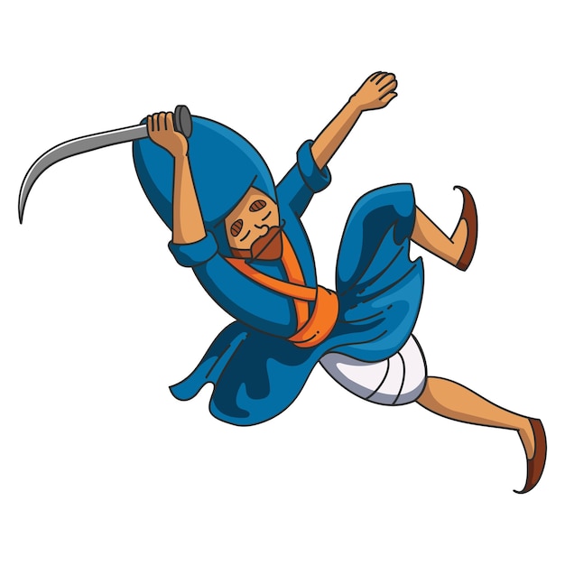 Ilustración de dibujos animados vectoriales Punjabi nihang sardar practicando con césped