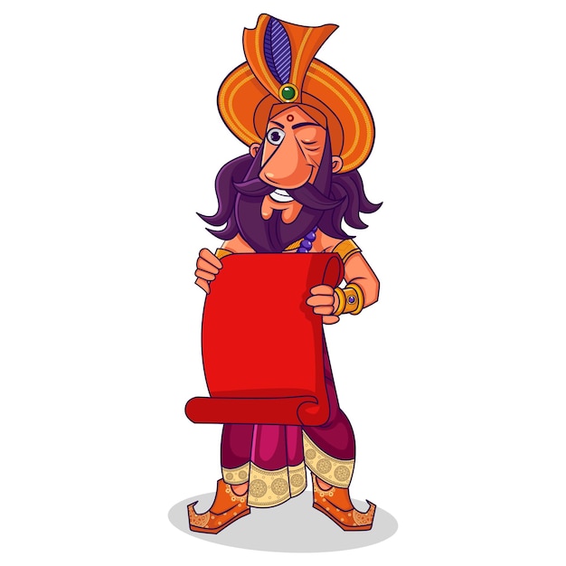 Vector la ilustración de dibujos animados vectoriales de shakuni muestra papel rojo en blanco