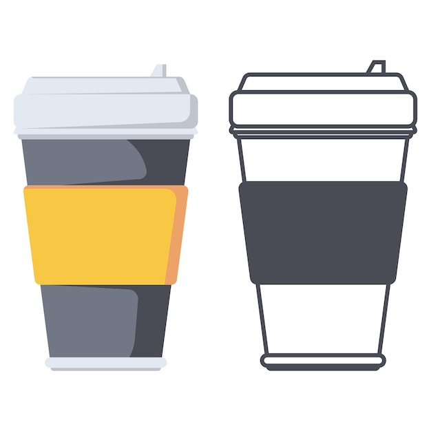 Ilustración de dibujos animados vectoriales de taza de café e icono aislados en un fondo blanco