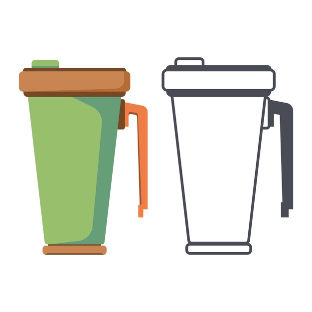 Ilustración de dibujos animados vectoriales de tazón de café e icono aislados en un fondo blanco