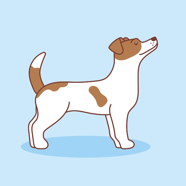 Ilustración de dibujos animados vectoriales de un terrier Jack Russell.