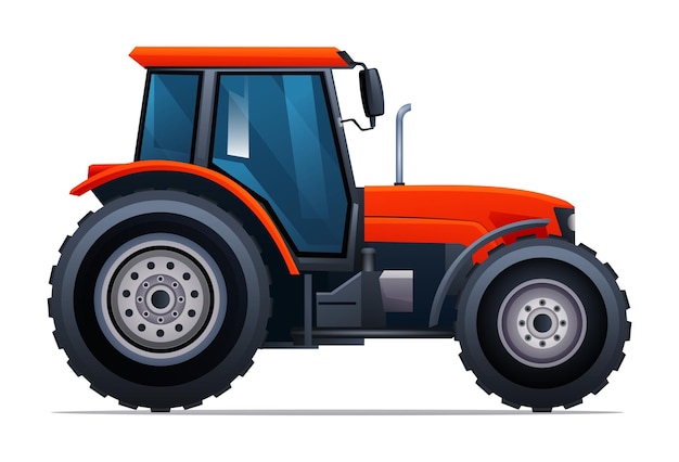 Ilustración de dibujos animados vectoriales de tractores agrícolas aislados sobre un fondo blanco