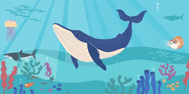 Ilustración de dibujos animados de vida marina