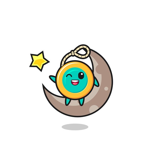 Ilustración de dibujos animados de yoyo sentado en la media luna