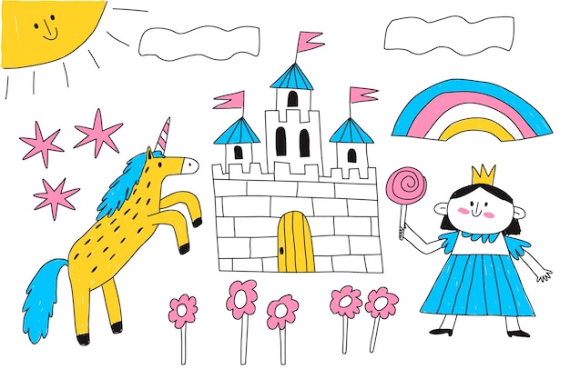 Ilustración de dibujos dibujados a mano para niños
