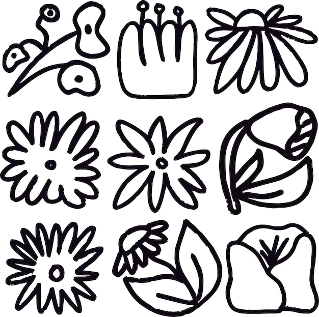 Vector ilustración de dibujos de doodle de flores