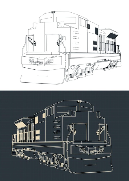 Ilustración de los dibujos de la locomotora