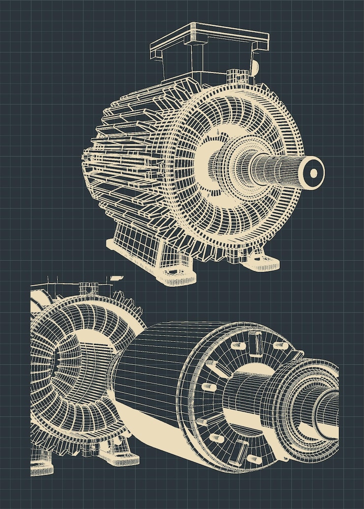 Vector ilustración de dibujos de motores eléctricos