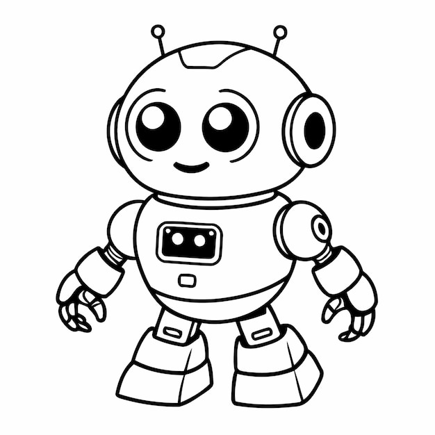 Vector ilustración de dibujos de robots alegres para niños