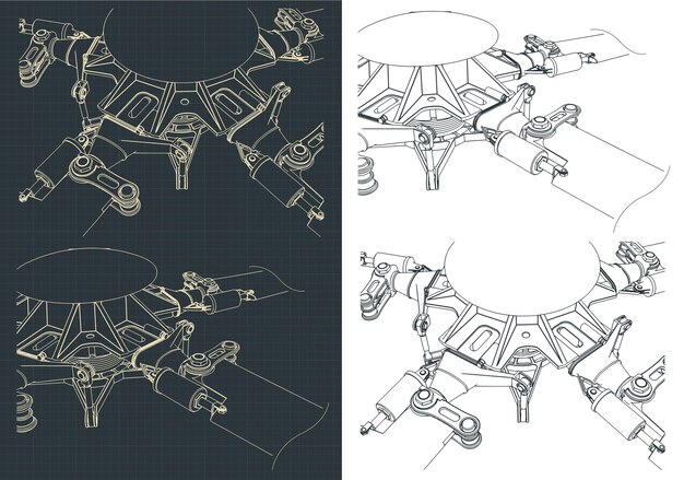 Ilustración de dibujos del rotor principal del helicóptero