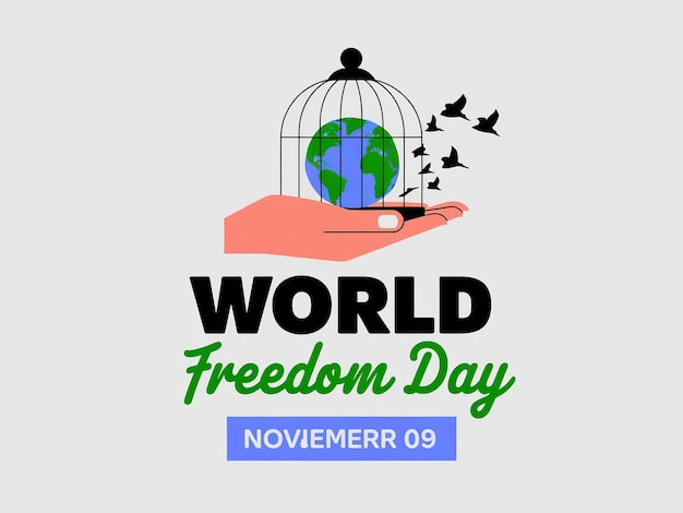 Ilustración digital con un diseño estilizado con un enfoque en el Día Mundial de la Libertad
