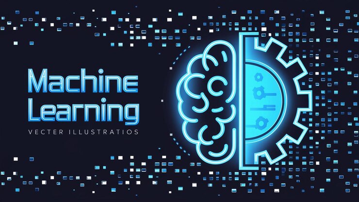 Vector ilustración digital con un estilo tecnológico futurista y de aprendizaje automático