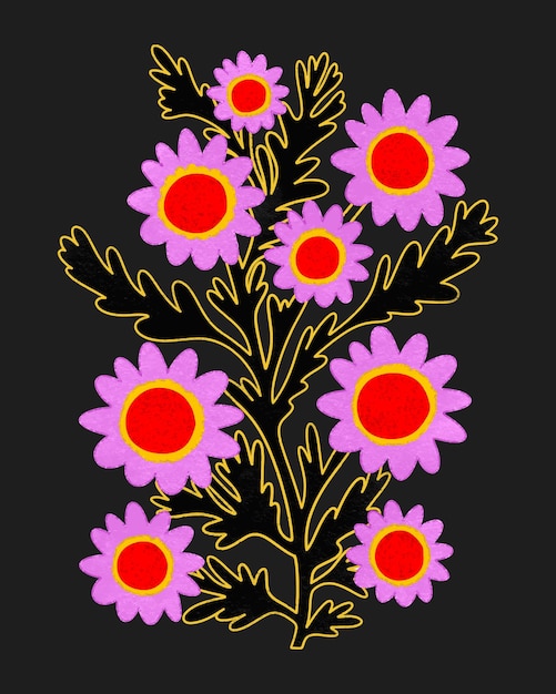 Ilustración digital de la flor en flor estética