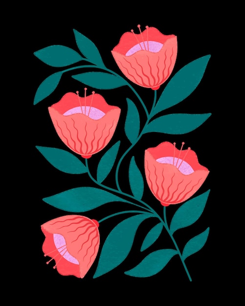 Ilustración digital de la flor en flor estética