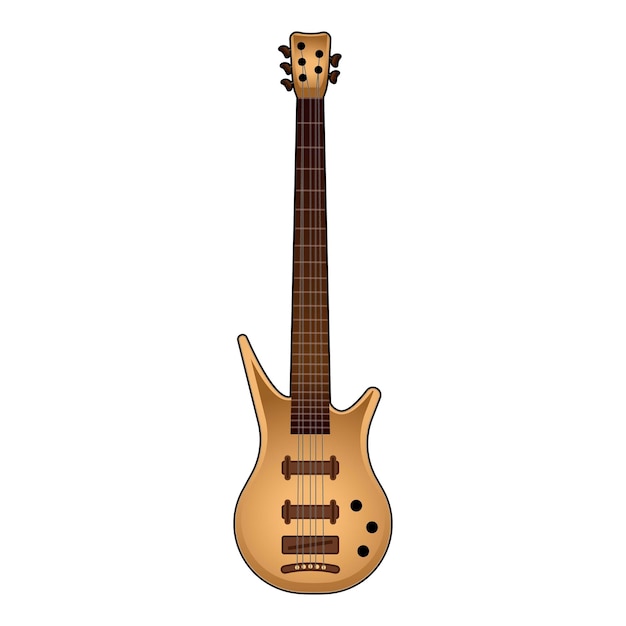 Ilustración digital de una guitarra eléctrica clásica en estilo de dibujos animados aislada sobre un fondo blanco