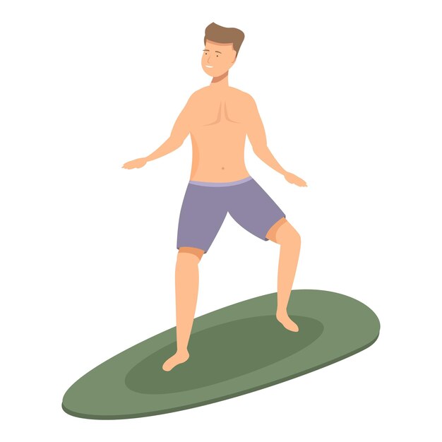 Ilustración digital de un joven surfeando en una ola que muestra equilibrio y disfrute