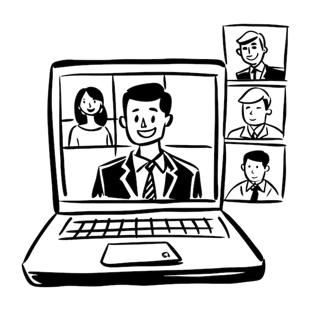 Ilustración digital de la reunión en estilo dibujado a mano